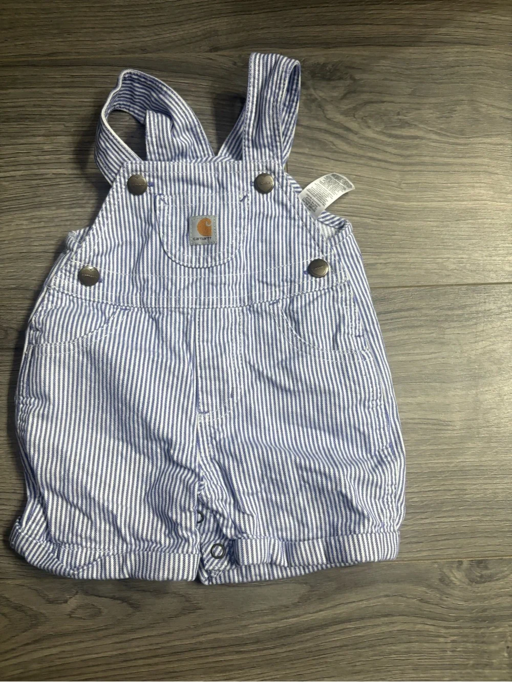 Carhartt Blue and White Striped Infant Overalls